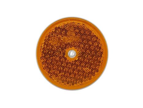 Odrazka ambrová (oranžová) okrúhla Ø 80mm s dierou v strede